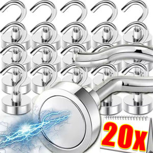 20pcs Magnetic Hooks Super Strong Magnets Neodymium Magnet Powerful Magnets Hanging Hooks for Bathroom Kitchen Organizers
