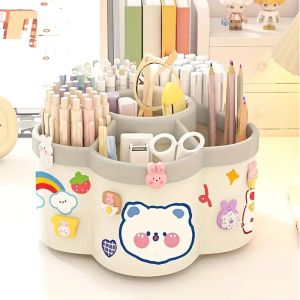 Hộp Đựng Bút Xoay Công Suất Lớn 360 ° Hộp Lưu Trữ Sắp Xếp Máy Tính Để Bàn Đa Chức Năng Cho Đồ Dùng Văn Phòng Phẩm