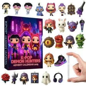 New 2D Kpop Demon Hunters Advent Calendar Trendy Blind Box Toys Countdown Calendar Girls Christmas Gifts Bag Hanging Decorations