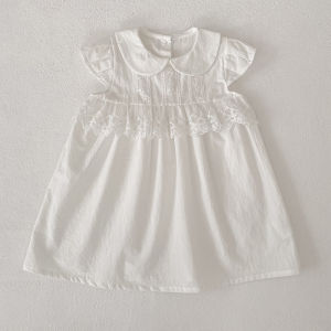 2026 Summer New Baby Girls 2-6Yrs One Piece Dress Sleeveless Girls White Dress Princess Stylish Children Clothing