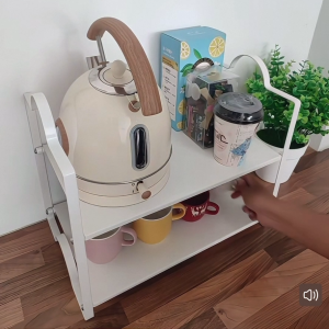 ✳️TSG65✳️ Pure White Carbon Steel Coffee Machine Stand Coffee Machine Holder Perfume Stand Perfume Holder Kitchen Rack Kitchen Shelf Mini Oven Stand Oven Holder Oven Rack Makeup Rack Desktop Rack Under Sink Rack Cabinet Tiered Shelves