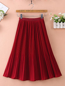 Elegant Summer New Chiffon Draped Slimming Beach Midi Skirt Womens A-Line Half-length Pleated Skirts Stylish High Waist