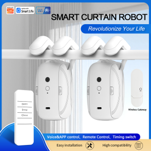 WIFI Smart Electric Curtain Robot Remote Control&Voice&APP control For Roman  Curtains Track Work With Alexa Google Home