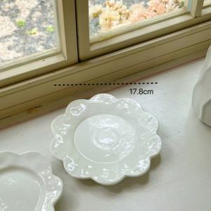 Maanw White Cloud Shape Ceramic Plate Afternoon Tea Plate Irregular Lace Dessert Breakfast Cake Plate French Style Pure Color