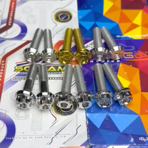 HENG / SC SIAM PIPE BOLTS SET HONDA BEAT FI / CARB / GENIO / ZOOMER CNC GEAR TITANIUM GOLD 2PCS