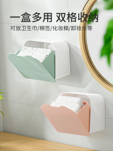 Wall Mounted Toilet Organizer Box Pink Cute Style Cotton Swab Makeup Cotton Towel Bathroom Storage Shelf Hygiene Product