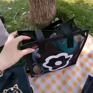 1pcs Fashion Shoulder Sling Bags Woman Clear Wash Bag Nylon Mesh Transparent Bag