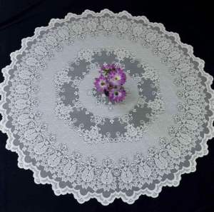 SPESIAL IMLEK NATAL Taplak Meja Tamu / Taplak Meja Makan Bundar 4 Kursi diameter 150 cm Warna Merah Bahan Kain Polyester Corak Bunga Pucuk Teratai 732