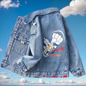 Thickened Denim Jacket with Light for Boys Spring Autumn Cartoon Kids Jackets Medium And Large Children Outerwear Coat
