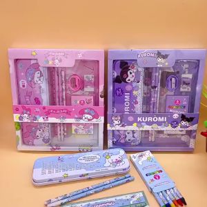 Sanrio Stationery Kuromi Items for School 6-in-1 Prizes for Students/Kids Pencil Case Set