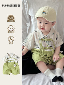 Cute Short Sleeve Baby Clothes for Newborn Boys Summer Outfit Chinese Style Infant Romper Fashionable And Lovely Baby Crawling Suit