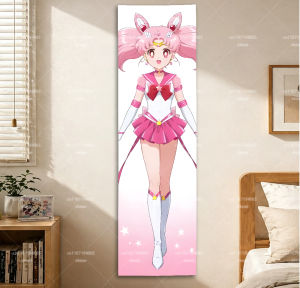 Bandai | Chibiusa Vertical Tapestry Sailor Moon Pink Gradient Star Background Long Anime Wall Hanging for Bedroom Decor