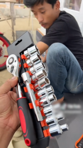 Kunci Set Socket 1/2inci / 12Pcs Kunci Socket Motor Lengkap / Multifungsi Kunci 1 Set / Bahan Chrome Vanadium
