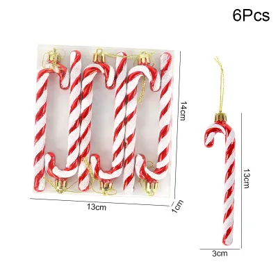6pcs Candy Crutch Lcicle Lollipop Cane Christmas Tree DIY Ornaments New Year Xmas Gifts Christmas Decoration for Home Navidad