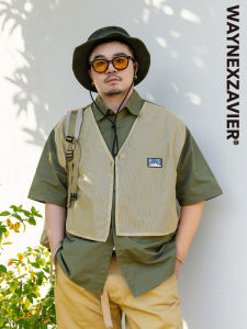 GeeeKpanda Mens Cotton Shirt Oversized Loose Fit Summer Short Sleeve Embroidered Collar Patchwork Fashion Urban Style Casual Shirt