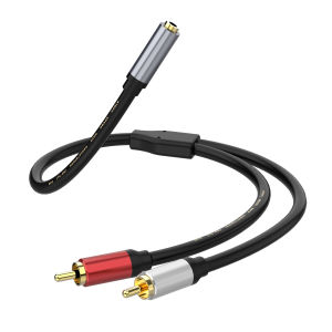 สเตอริโอ 3.5 สาย RCA Y 2RCA ชาย 3.5 มม.หญิง AUX แจ็คอะแดปเตอร์สายไฟสําหรับคอมพิวเตอร์ MP3 โทรศัพท์ลําโพงโฮมเธียเตอร์ DVD