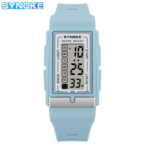 SYNOKE | Synoke Men Rectangular Sport Electronic Watch Waterproof 50M Night Light Large Screen Alarm Clock Trend Retro Style Women Watch