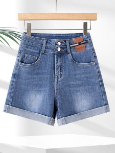 High Waist Denim Shorts Womens Double Buckle Slimming A-Line Mini Wide Leg Hot Pants Summer New Style Fashionable Jeans Shorts
