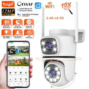Camera IP Wifi Tuya HD 5G Camera Kép Xoay PTZ Ngoài Trời Chống Nước Màn Hình Kép An Ninh Gia Đình Tầm Nhìn Ban Đêm Màu Sắc