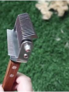 PET Wooden Handle Blade Comb Hair Removal And Shedding Comb For Dogs Double-sided 20-tooth + 33-tooth Row Comb Dog Comb