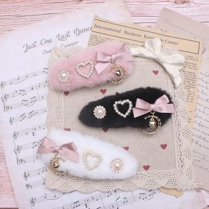 Handmade Japanese Style Cute Fluffy Butterfly Knot Moon Heart Pendant Bead Tassel Hair Clip Hair Accessory for Adults