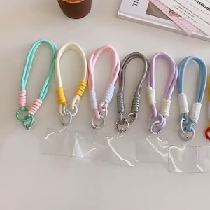 พวงกุญแจเชือกถักแบบสร้างสรรค์สำหรับเคสโทรศัพท์ผู้หญิงสายคล้องเชือกผูกกันหายพวงกุญแจรถอุปกรณ์เสริม DIY พวงกุญแจแฟชั่น