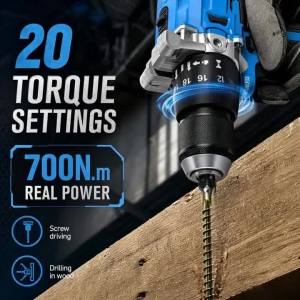 New 700N.m 13mm Brushless Electric Impact Drill Cordless Screwdriver DIY Ice Breaking Power Tools for Makita 21V Battery Pin