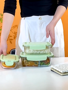 Glass Lunch Box With Cover for Adult Crisper Airtight Food Keeper Leakproof Microwavable Oven Safe Kids Divisions School