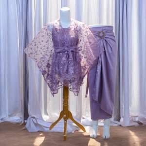 Setelan Kebaya Modern Murah Brokat Ghina Wanita Untuk Kondangan Satu Set Atasan Outer Kondangan