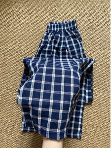 Quần Ống Rộng Kẻ Sọc Màu Xanh Đậm Cho Nam Mùa Hè Mỏng Rộng Rãi Phong Cách Lười Biếng Quần Dài Ống Đứng Quần Dài