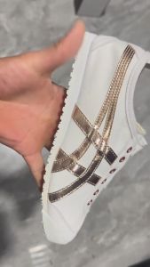 รองเท้า100% ลายเสือแท้สไตล์เรโทรใช้ได้ทั้งชายและหญิงรองเท้ากีฬาสไตล์ลำลองสไตล์เม็กซิโกรองเท้าผ้าใบอ่อนนุ่ม66และสะดวกสบายทันสมัยสีขาว/ทองคำสีกุหลาบ