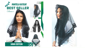 Mantila Hitam Kerudung Wanita Misa Doa Katolik Tudung