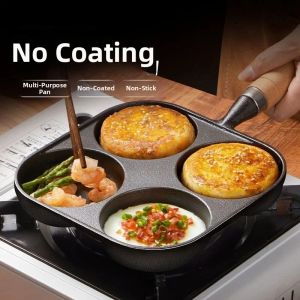 Deep Non-Stick Uncoated Cast Iron Four Hole Pan