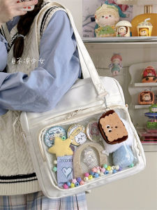 สไตล์วิทยาลัยไหล่ข้างเดียวกระเป๋าสะพายข้างผ้าไนลอนวัสดุปิดซิปนุ่มใช้สบายๆรูปแบบแอนิเมชั่นการ์ตูน