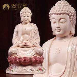 Buddha Statue Ceramic Ornament Amitabha Medicine Buddha Sakyamuni Display Piece Home Decorations Classical Style Desktop Sculpture