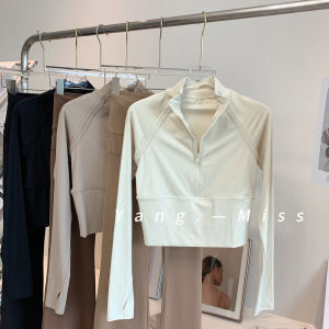 Áo Tập Yoga Cổ Đứng Đơn Giản Tay Dài Chạy Bộ Thể Thao Áo Thun Quần Áo Thể Dục Đa Năng Áo Khoác Ngoài Ngắn Thường Ngày