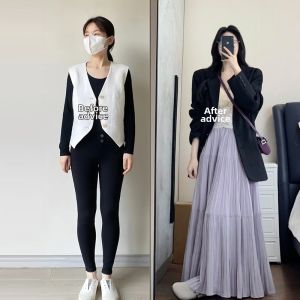 XUECAIQI | Plus Size Slimming And Age-Reducing Suit Jacket Skirt Set