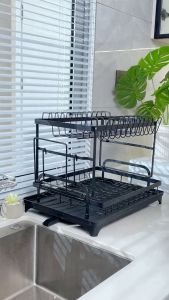 Lifinity ชั้นวางจาน 2ชั้น ที่คว่ำจาน พร้อมที่แขวนแก้ว ไม่ต้องประกอบ ชั้นวางของในครัว