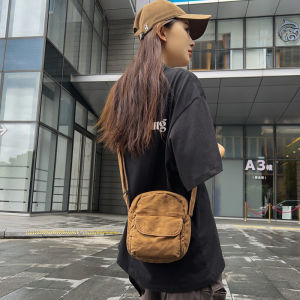 Retro Pure Color Mini Shoulder Bag Lazy Style Japanese Ins Denim Crossbody Bag Fashionable Soft Polyester Lining Zipper Closure