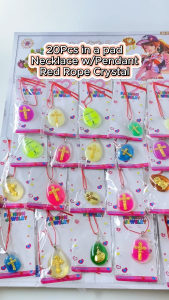 20Pcs Party Gift Necklace Red Rope Crystal Pendant Pad For Party Gift Loot-bag Filler