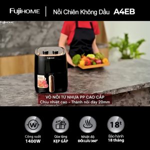 Nồi chiên không dầu 4.5 L nhập khẩu Fujihome nồi chiên cơ 4.5 Lít tự ngắt an toàn tiết kiệm điện tặng kèm kẹp inox