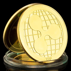 1 Piece Ripple Physical Crypto Coin Collectible Golden Plated Souvenir Cryptocurrency Coin Creative Gift Commemorative Coin