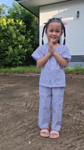 ชุดปฏิบัติธรรมเด็ก (เสื้อ+กางเกง) ชุดขาวไปโรงเรียน ชุดขาวเด็ก ชุดกินเจ ราคาถูก