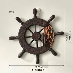 1pc Nautical Style Wall Decor – Rustic Anchor & Ship Wheel Hanging Ornaments with Rope Accents for Coastal Home Beach Cottage