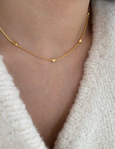 Perisbox 18K สร้อยคอโซ่โลหะไทเทเนียมชุบด้วยไฟฟ้าสำหรับโช้คเกอร์แฟชั่นของผู้หญิงของขวัญปาร์ตี้กันน้ำสวยงาม