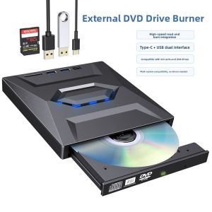 Earise | External USB3.0 CD DVD Drive Enclosure Box Portable Disc Reader Writer刻录机 Compatible With Computer Mobile Storage Device