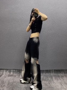 กางเกงยีนส์ทรงหลวมขาบานสำหรับผู้หญิงในช่วงฤดูร้อนปี 2025 กางเกงขายาวทรงสลิมฟิตแบบลำลองสำหรับใส่ไปทำงานและไปเที่ยว