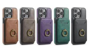 szhaiyu | For Magsafe Magnetic Ring Holder Leather Detachable Card Holder Case For iPhone 18 17 16 15 14 13 12 Pro Max Plus 17Air 17E 16E