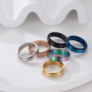 Punk Viking Script Stainless Steel Rotating Fidget Rings Men For Anxiety Worry Stress Relief Metal Rock Band Ring Spinner