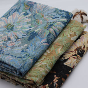 Monet Oil Painting Style Fabric Jacquard Fabric Lake Blue Fabric Package Hip Skirt Designer Fabric DIY Handmade